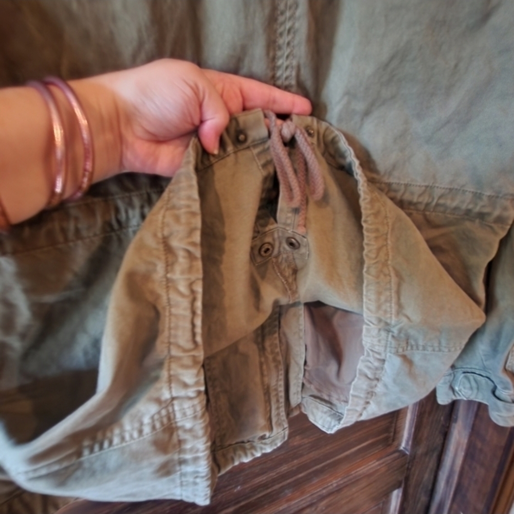 Per Se Canvas Olive Green Utility Jacket Rugged Size Large POCKETS Drawstring - Picture 15 of 16